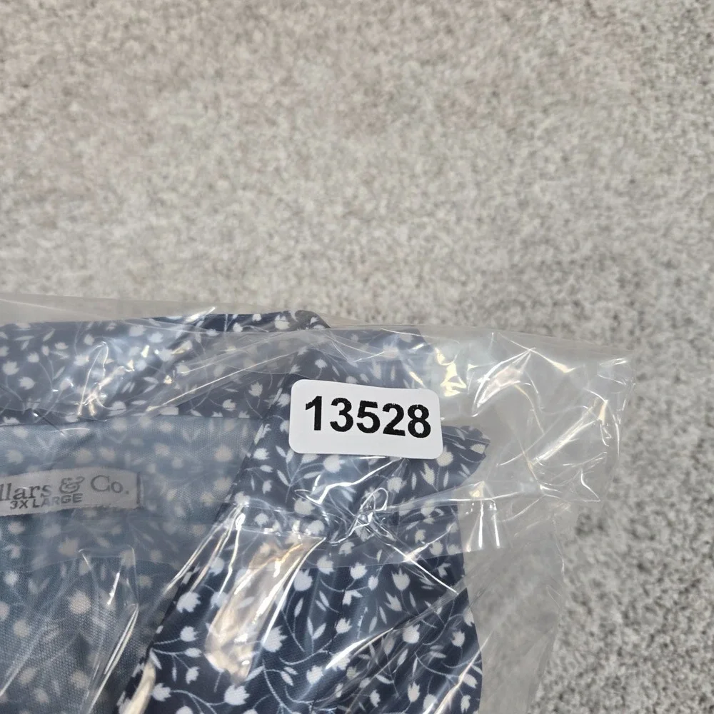 Collars and Co blue white floral Performance Dress Collar Polo Mens 3XL NEW - Picture 10 of 10